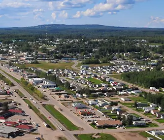 Vue aérienne de la ville.